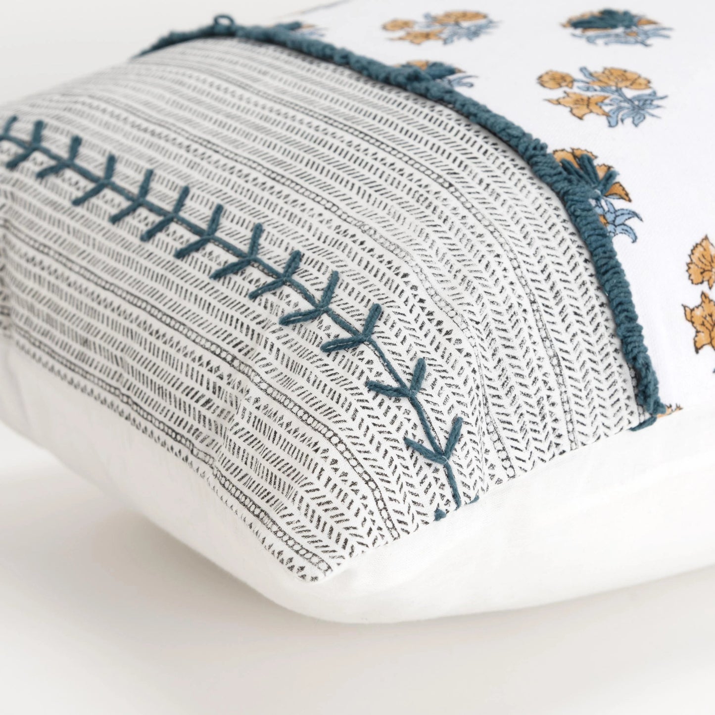 003 SI-2022991,SI-2022992 | Closeup | Maverick Pillow by HedgeApple Essentials in multi. Made from polyester, cotton in a modern style.