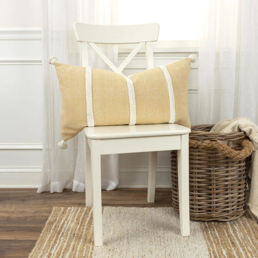 Gage Pillow by HedgeApple Essentials in gold, yellow. Made from cotton in a unique style.
