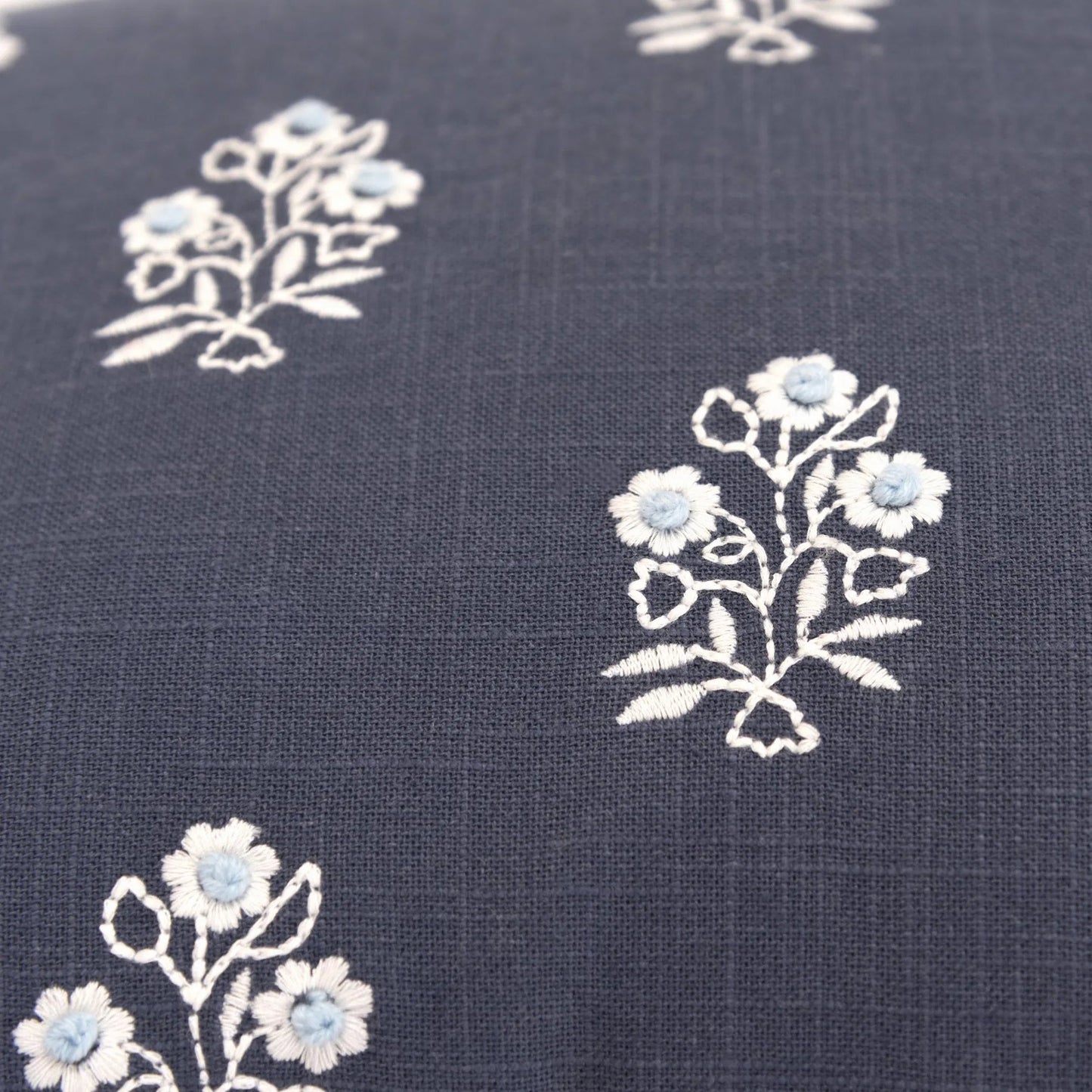002 SI-2438451 | Closeup | Hartland Pillow by HedgeApple Essentials in blue. Made from cotton, polyester in a traditional style.