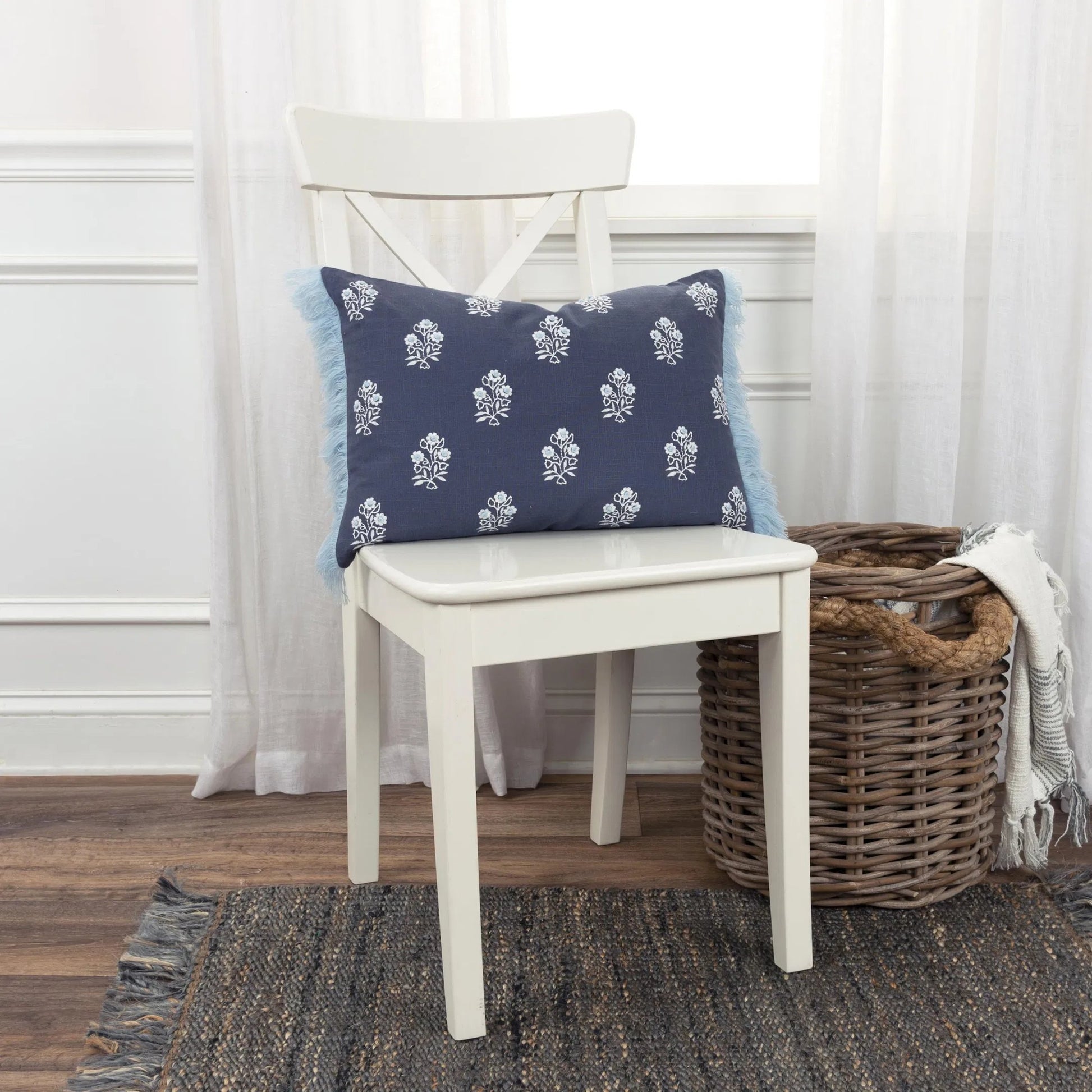 Hartland Pillow by HedgeApple Essentials in blue. Made from cotton, polyester in a traditional style.
