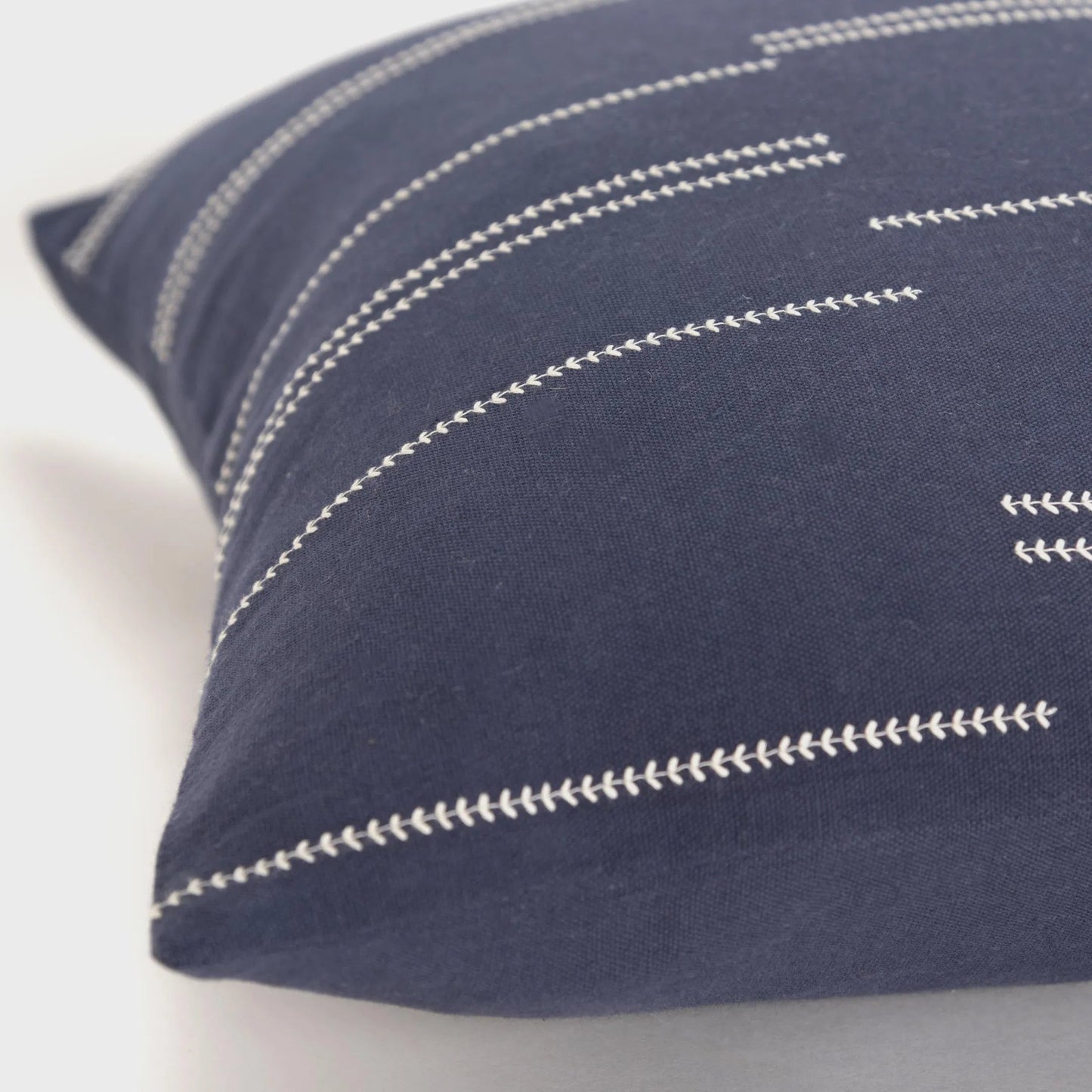 002 SI-2438986 | Closeup | Hudspeth Pillow by HedgeApple Essentials in white, blue. Made from cotton in a transitional style.
