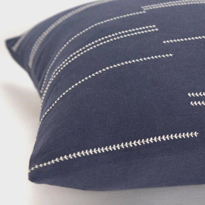 Hudspeth Pillow by HedgeApple Essentials in white, blue. Made from cotton in a transitional style.