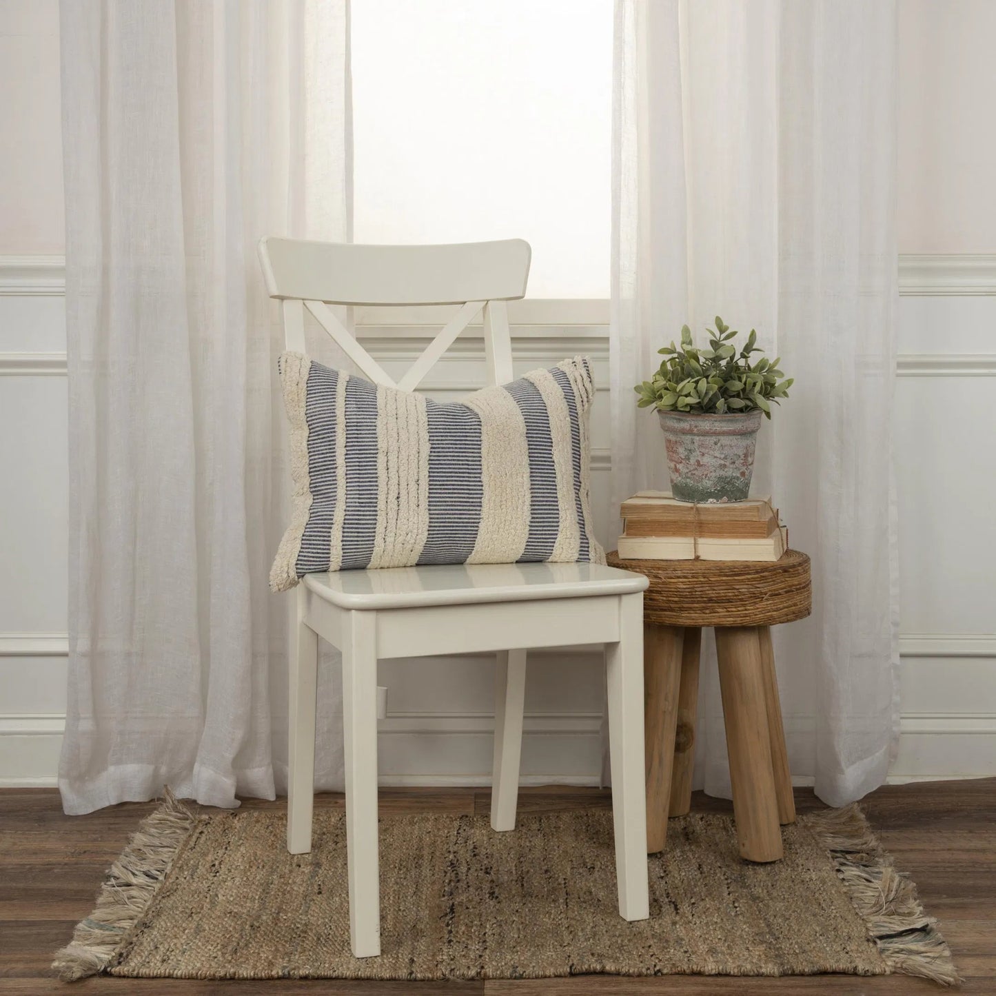 003 SI-2438828 | Lifestyle | Nance Pillow by HedgeApple Essentials in navy, ivory. Made from cotton, polyester in a transitional style.