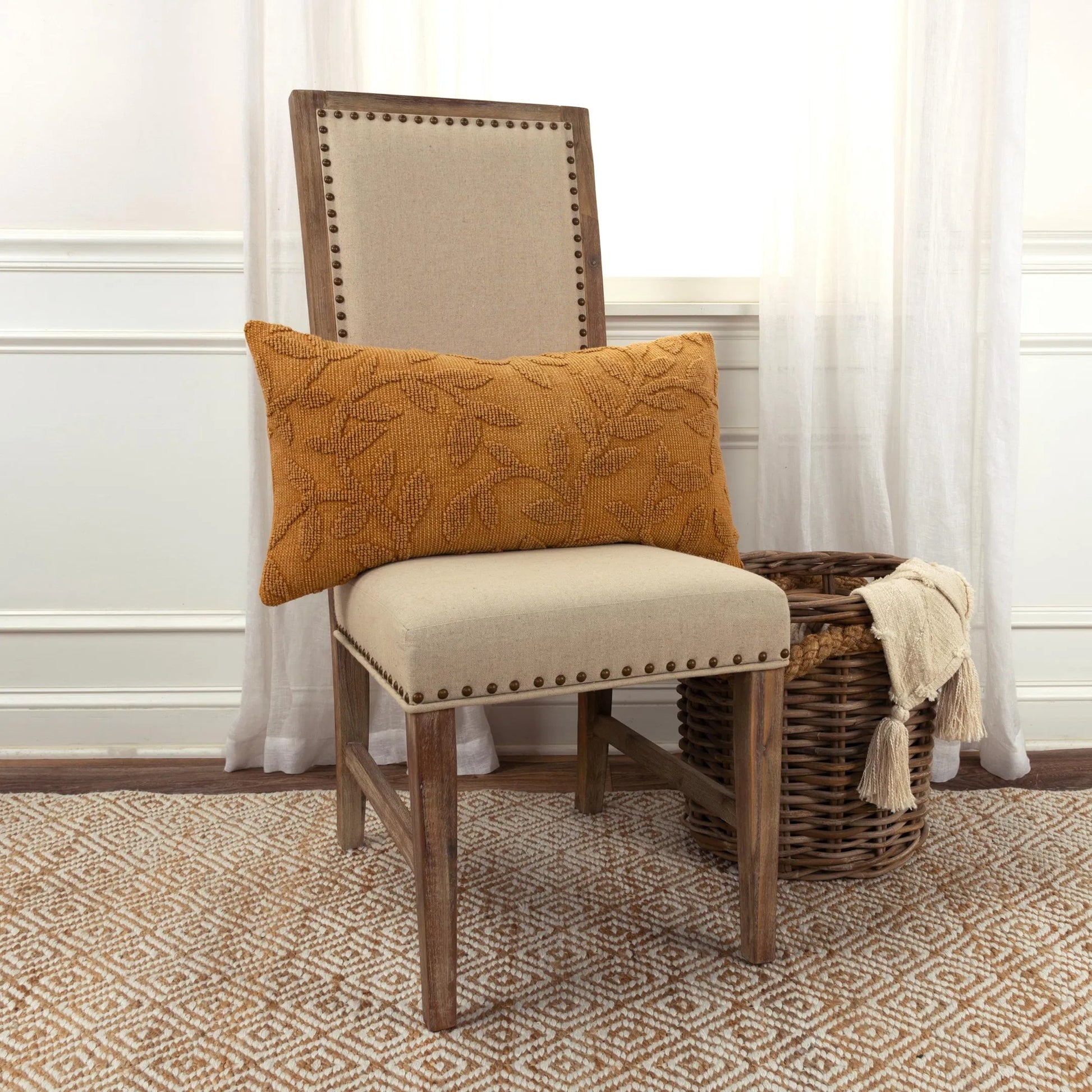 Jerome Pillow by HedgeApple Essentials in light orange, pumpkin. Made from cotton in a eclectic & global style.