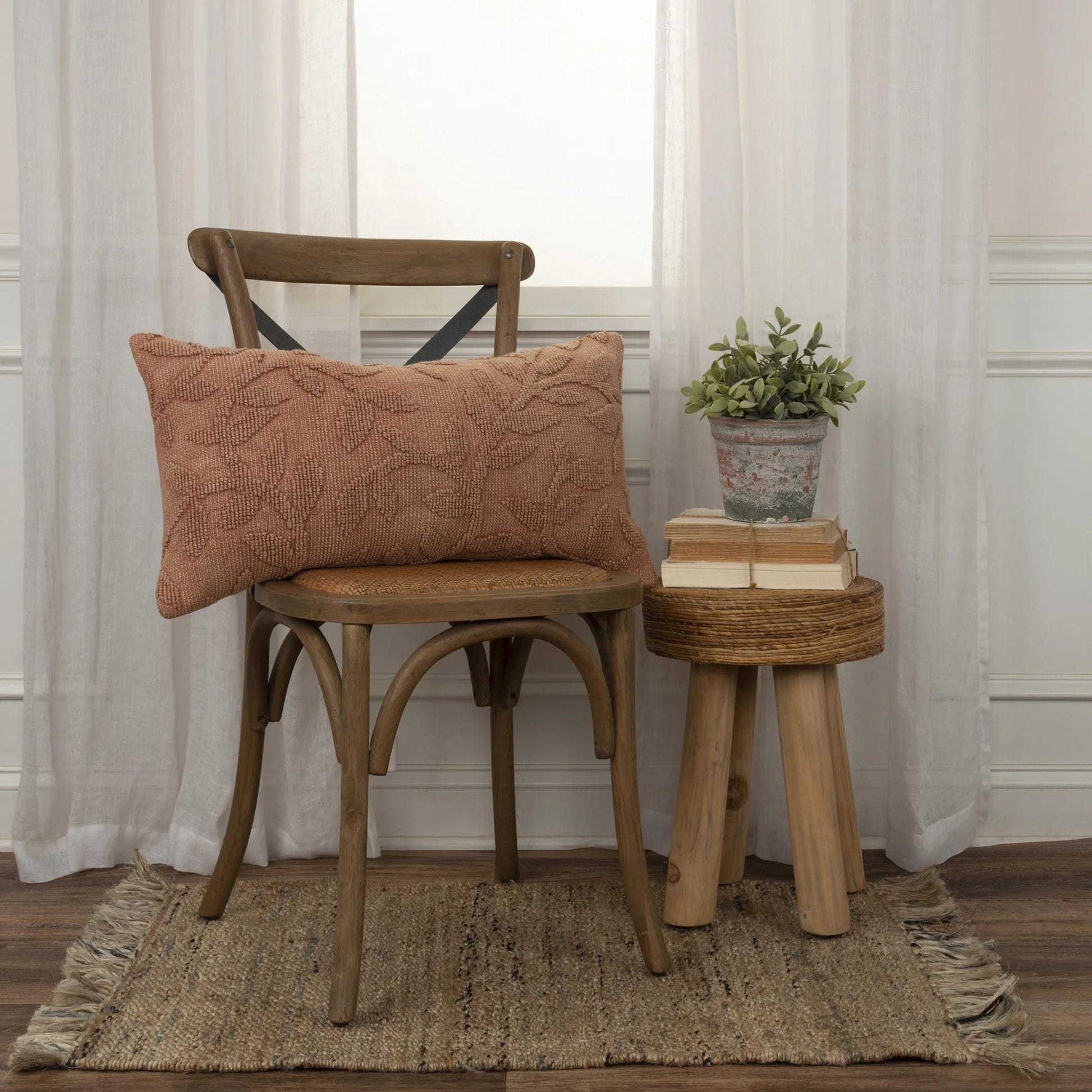 Williamson Pillow by HedgeApple Essentials in clay, brick, terra cotta. Made from cotton in a coastal style.