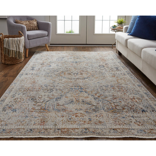 Kaia Transitional Rug - 39GJF by Feizy in tan, orange, red. Made from unique in a unique style.