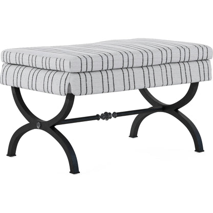 Alcove Single Bench by A.R.T. Furniture in sidecar graphite, burnished brass. Made from parrawood solids, iron, fabric, foam in a modern style.