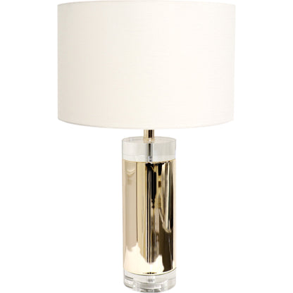 Jupiter Table Lamp by Pasargad Home in gold and gold, clear. Made from glass, steel in a transitional style.
