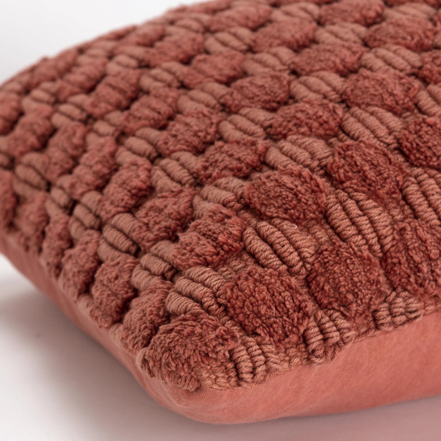 002 SI-2438545 | Closeup | Doddridge Pillow by HedgeApple Essentials in burnt orange, brick, terra cotta. Made from cotton in a eclectic & global style.