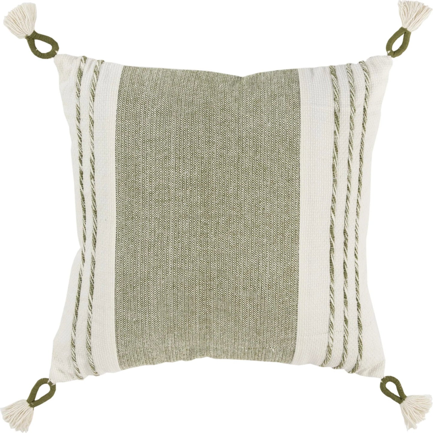 001 SI-2438940 | Primary Silo | Kiowa Pillow by HedgeApple Essentials in soft green, green, moss green, white. Made from cotton in a transitional style.