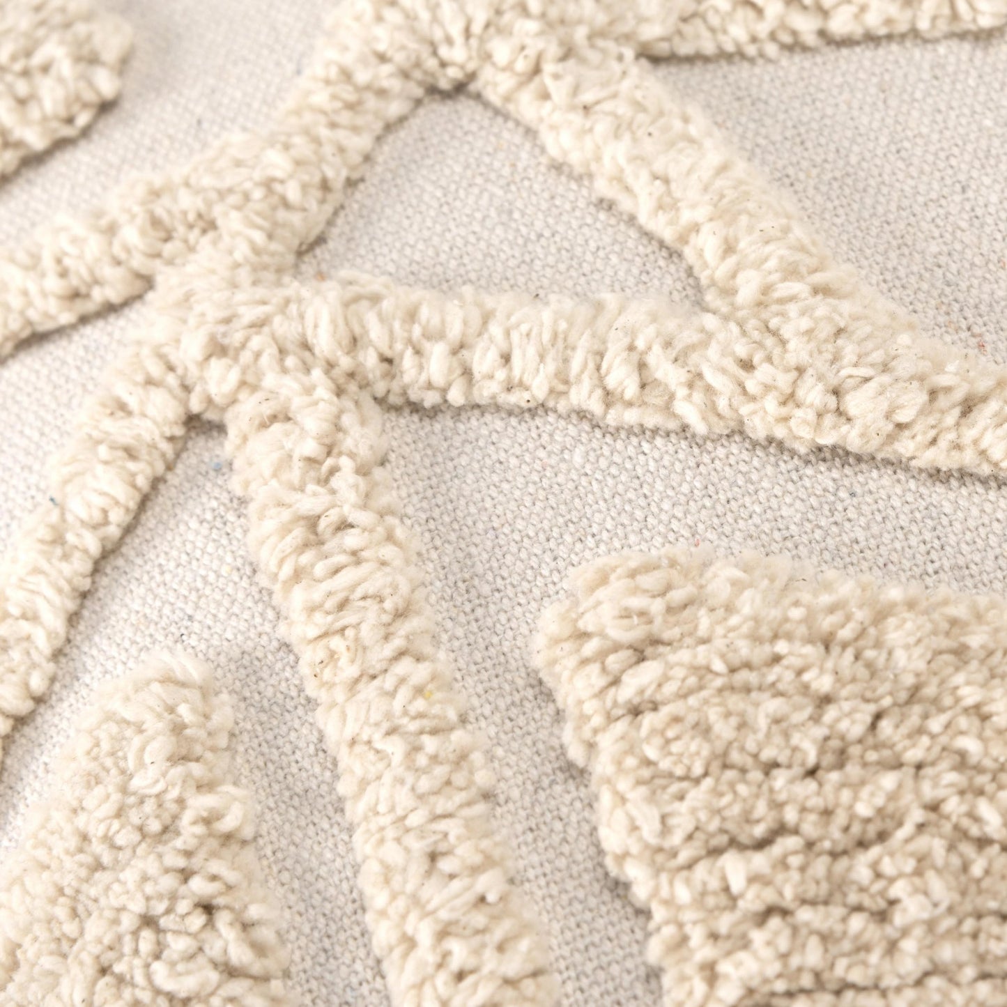 014 SI-2023195,SI-2023200 | Closeup | Agnes Pillow by HedgeApple Essentials in natural. Made from cotton, polyester, rayon, polyester in a modern style.