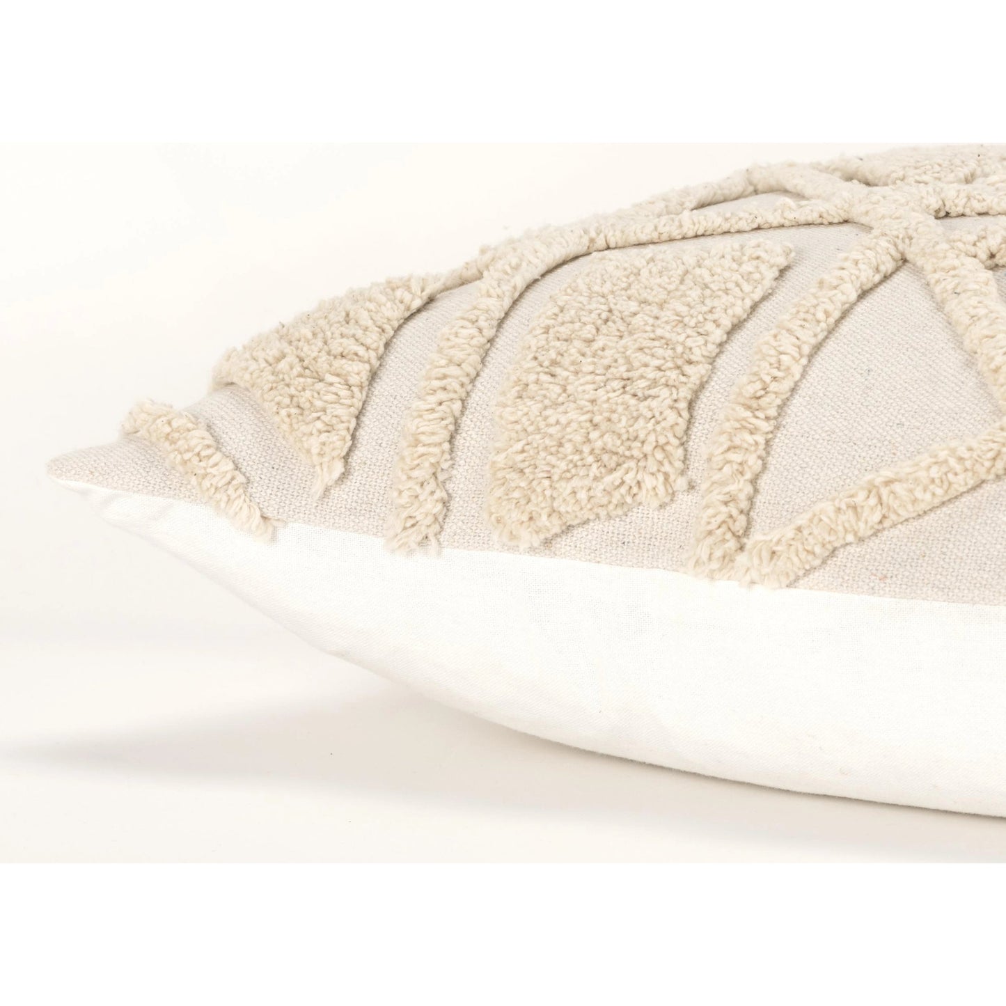 015 SI-2023195,SI-2023200 | Closeup | Agnes Pillow by HedgeApple Essentials in natural. Made from cotton, polyester, rayon, polyester in a modern style.