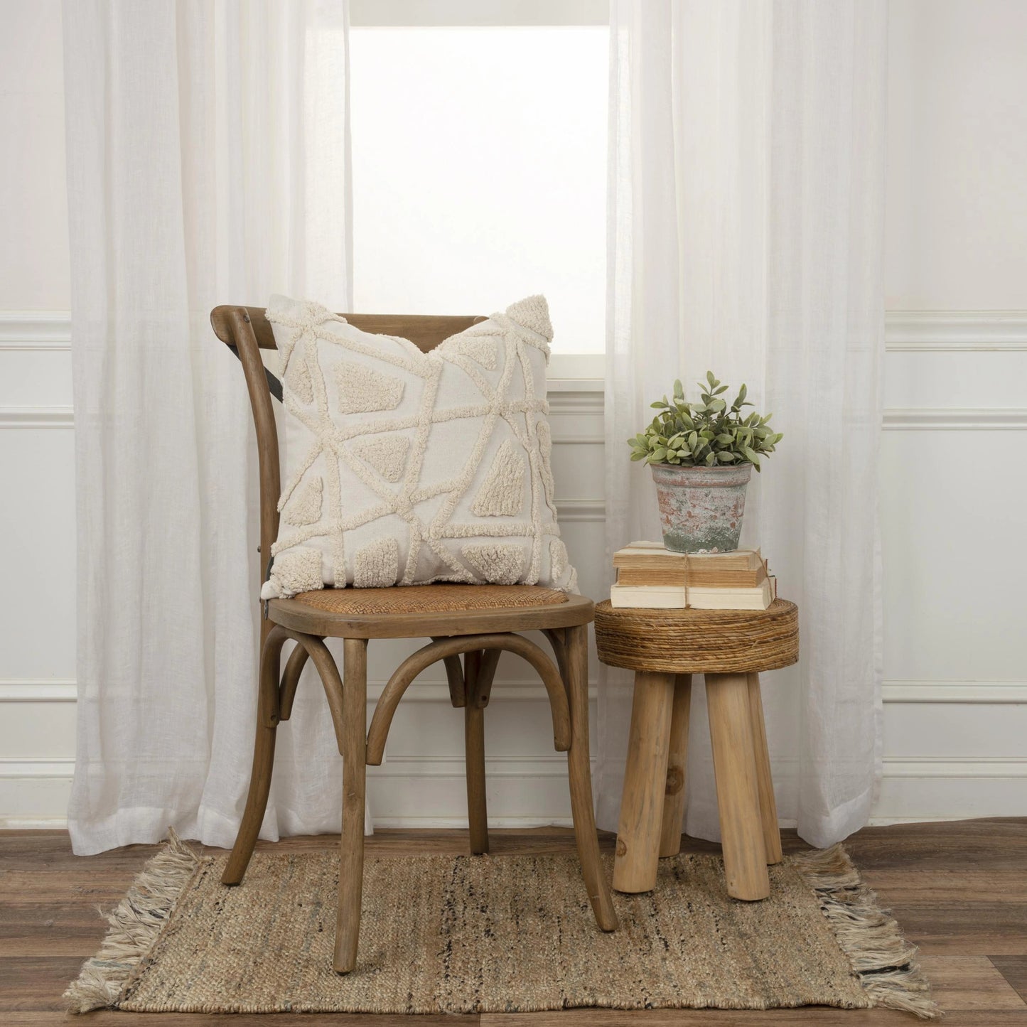 012 SI-2023195,SI-2023200 | Lifestyle | Agnes Pillow by HedgeApple Essentials in natural. Made from cotton, polyester, rayon, polyester in a modern style.