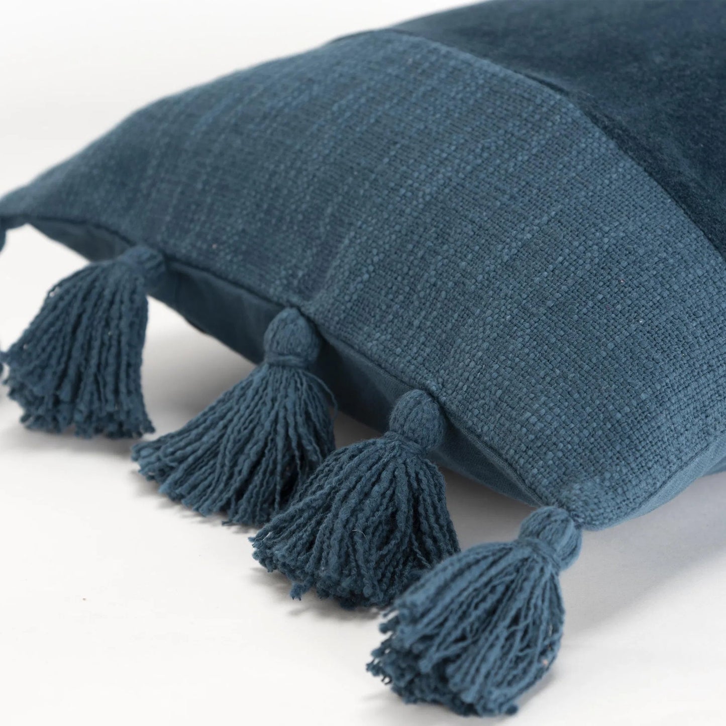 002 SI-2438968 | Closeup | Attica Pillow by HedgeApple Essentials in teal, dark teal. Made from polyester, cotton velvet in a modern style.