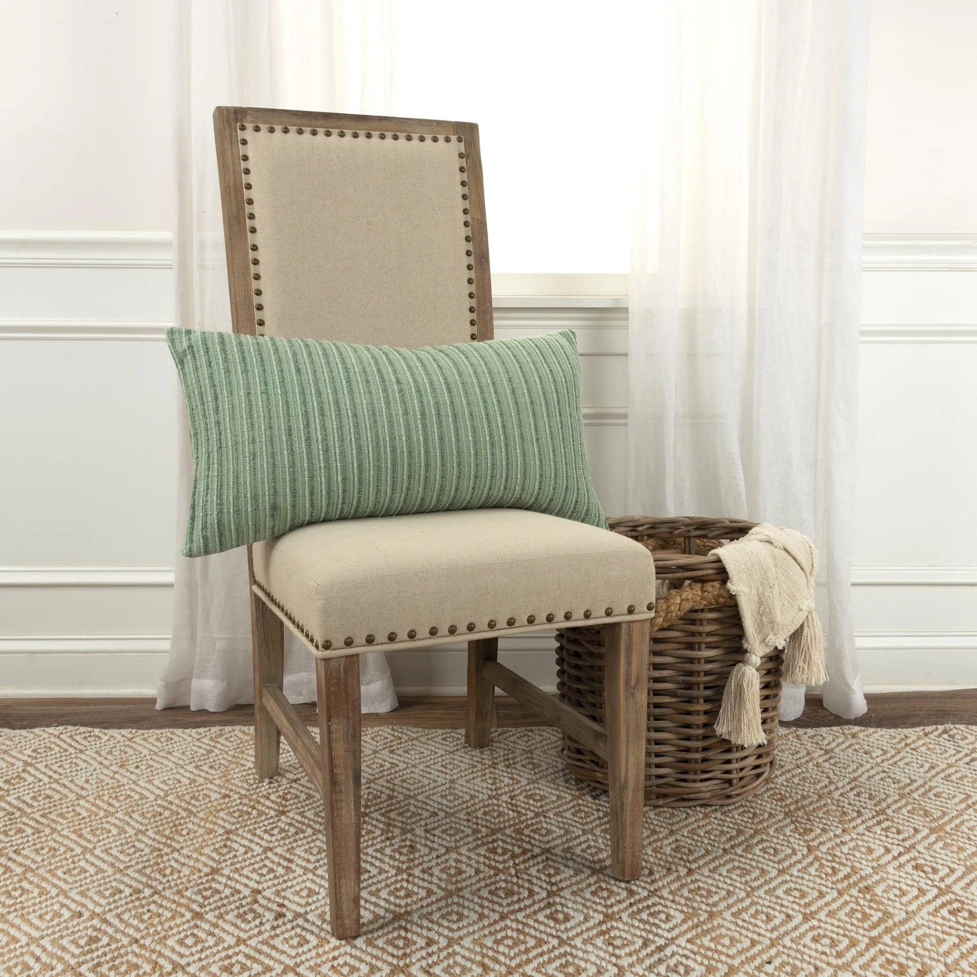 Garland Pillow by HedgeApple Essentials in green. Made from cotton, viscose in a eclectic & global style.