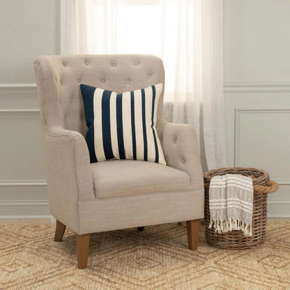 Jefferson Pillow by HedgeApple Essentials in deep dark blue, dark blue, navy, ivory. Made from cotton, polyester in a eclectic & global style.