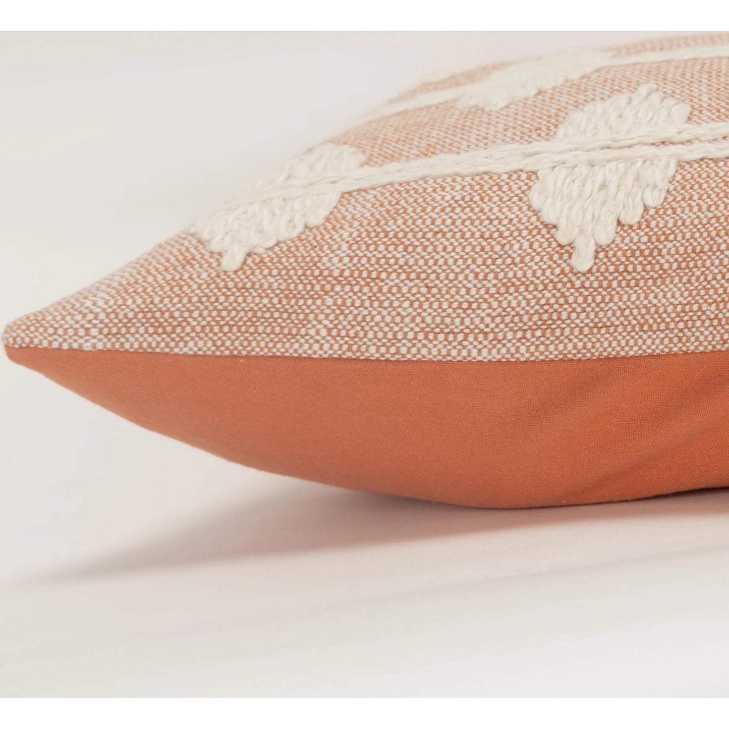 003 SI-2438896 | Closeup | Cape Pillow by HedgeApple Essentials in pink, orange, coral. Made from cotton in a rustic style.