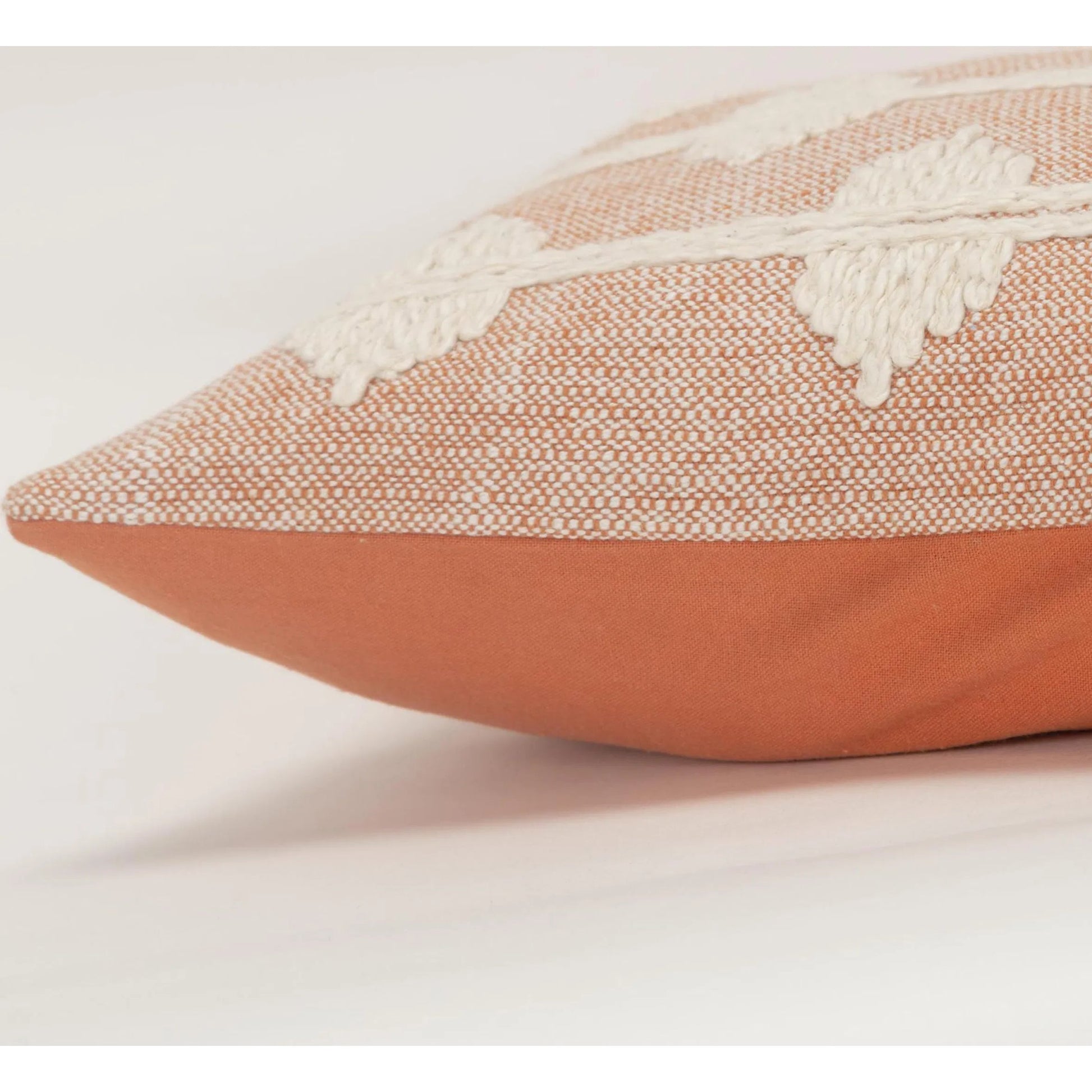Cape Pillow by HedgeApple Essentials in pink, orange, coral. Made from cotton in a rustic style.