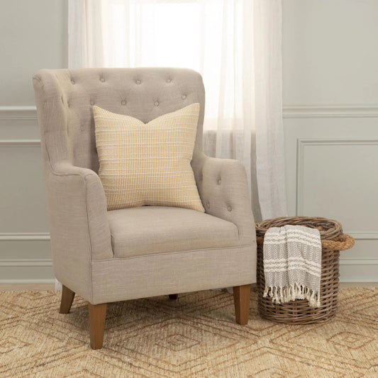 Odessa Pillow by HedgeApple Essentials in yellow, cream. Made from cotton in a unique style.
