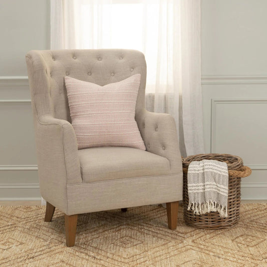 Arlington Pillow by HedgeApple Essentials in pink, cream. Made from cotton in a unique style.