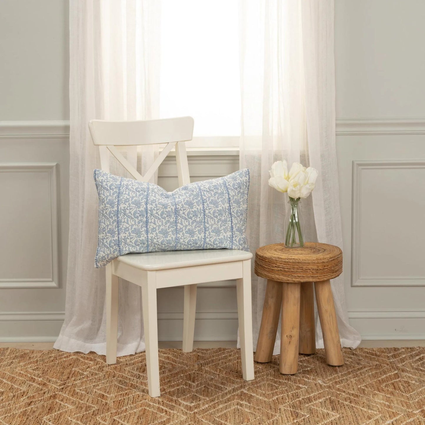 003 SI-2438455 | Lifestyle | Gwinnett Pillow by HedgeApple Essentials in blue. Made from cotton in a traditional style.