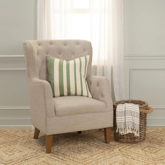 Pierceville Pillow by HedgeApple Essentials in green, white. Made from cotton, polyester in a unique style.