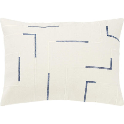 Juana Pillow by HedgeApple Essentials in ivory, blue. Made from cotton in a transitional style.