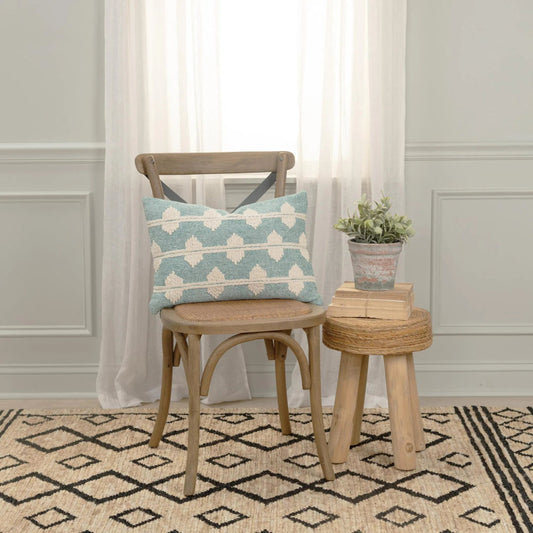 Issaquena Pillow by HedgeApple Essentials in teal. Made from cotton in a unique style.