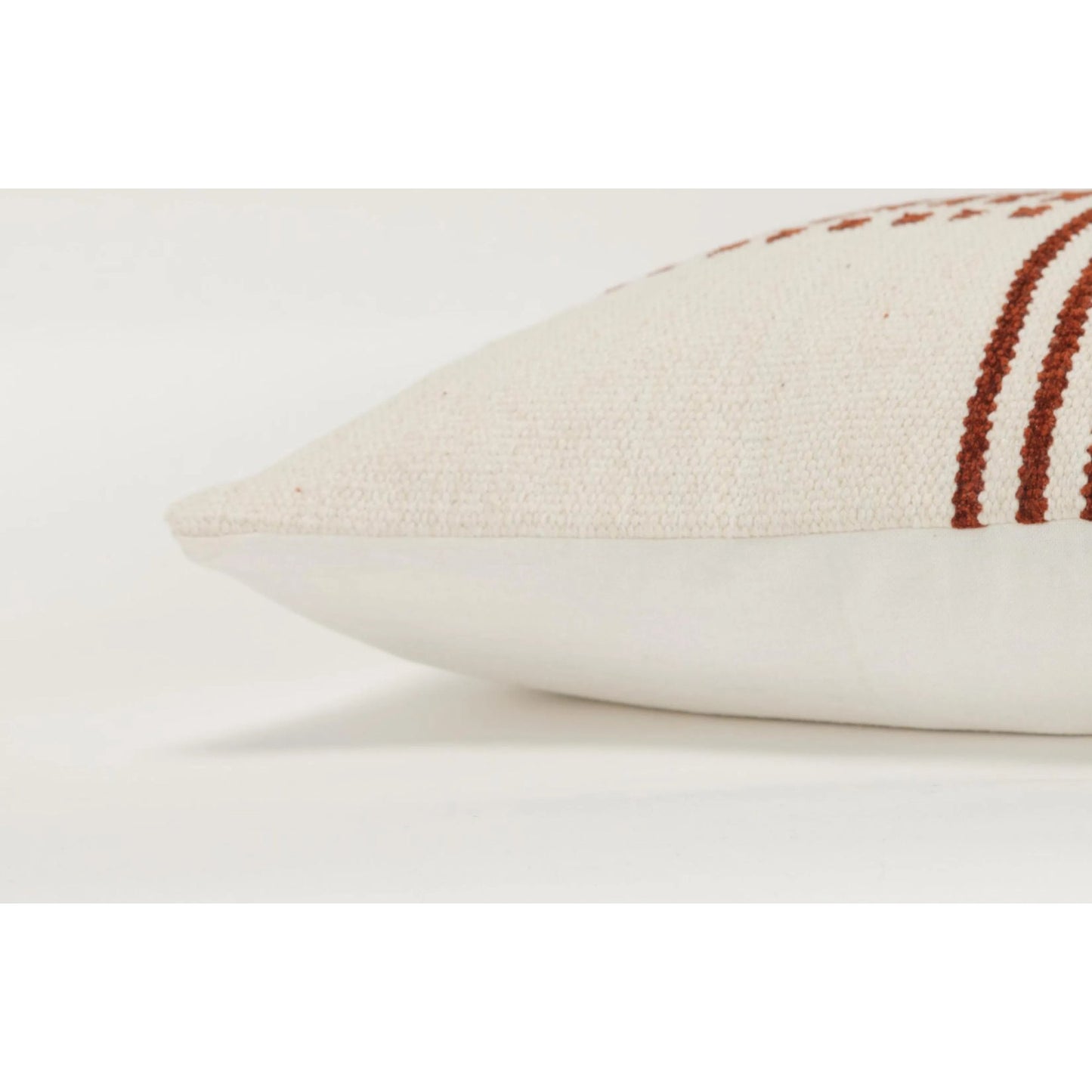003 SI-2438885 | Closeup | Riley Pillow by HedgeApple Essentials in orange, terracotta. Made from cotton, rayon in a transitional style.