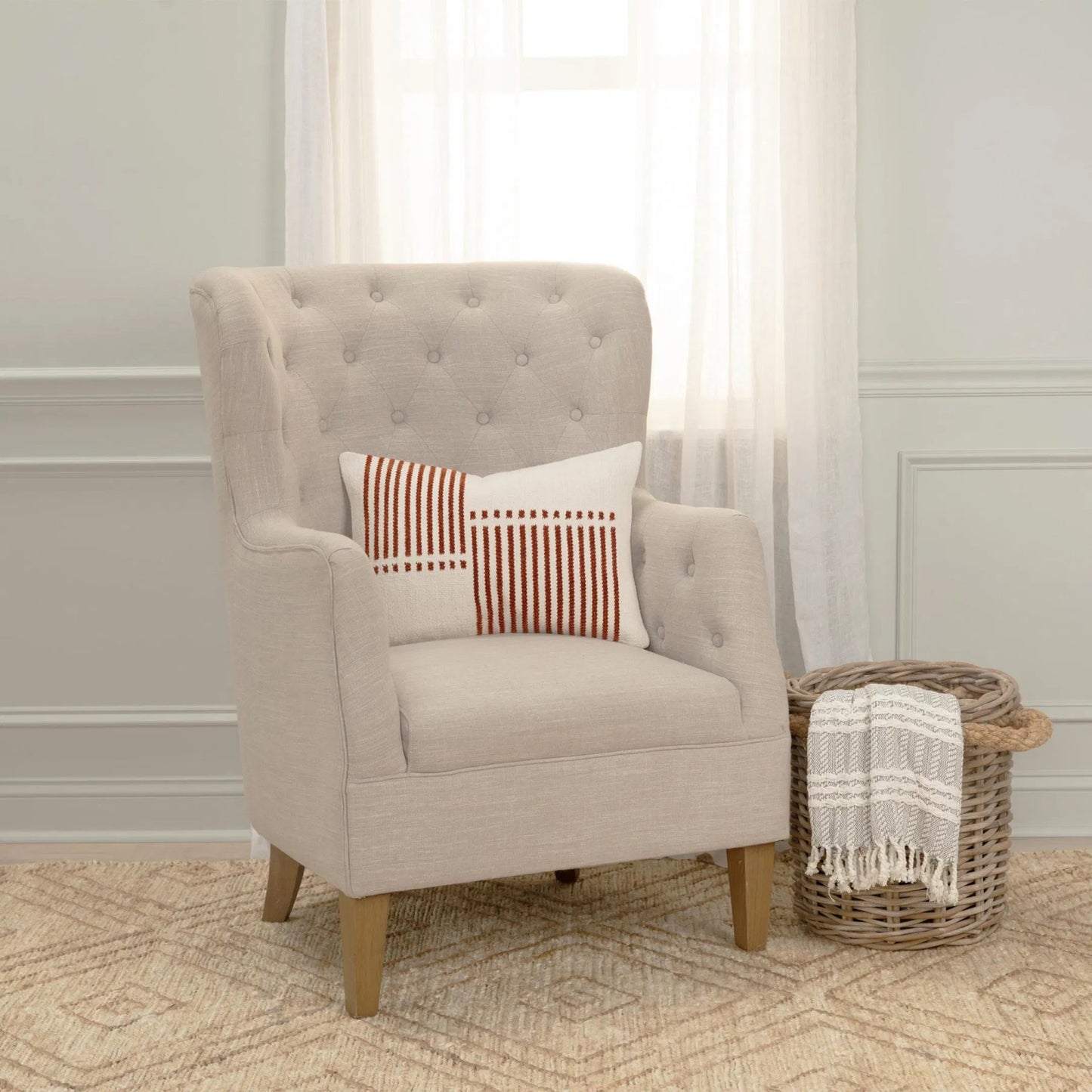 004 SI-2438885 | Lifestyle | Riley Pillow by HedgeApple Essentials in orange, terracotta. Made from cotton, rayon in a transitional style.