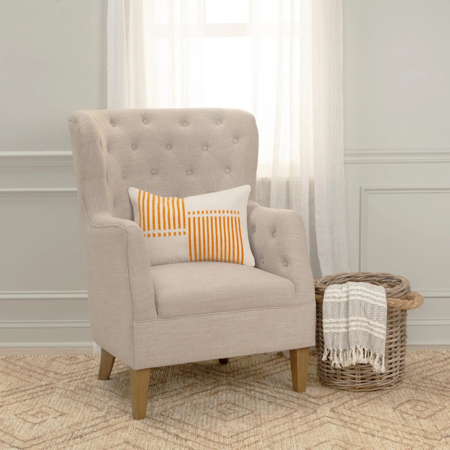 004 SI-2438886 | Lifestyle | Shawnee Pillow by HedgeApple Essentials in orange. Made from cotton, rayon in a transitional style.