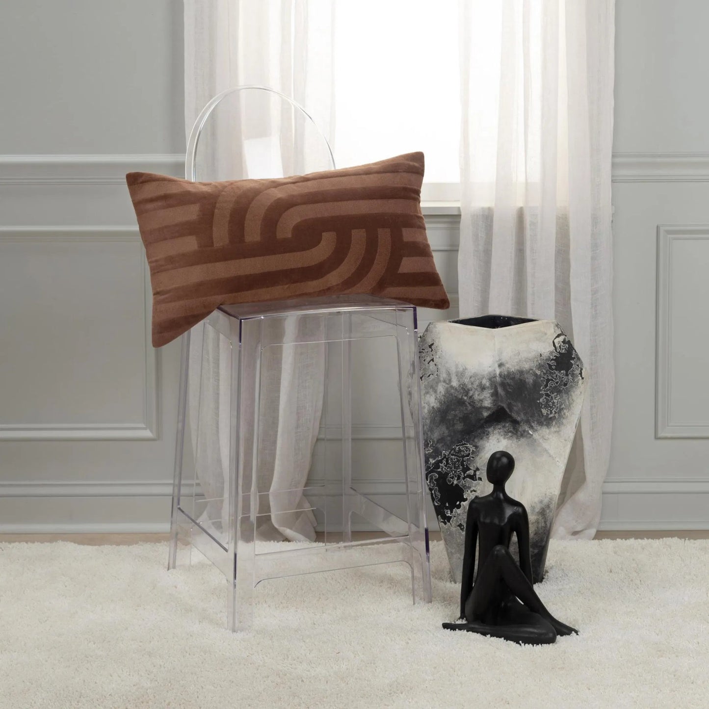 004 SI-2438490 | Lifestyle | Ballard Pillow by HedgeApple Essentials in brown, cocoa brown. Made from cotton, polyester in a eclectic & global style.