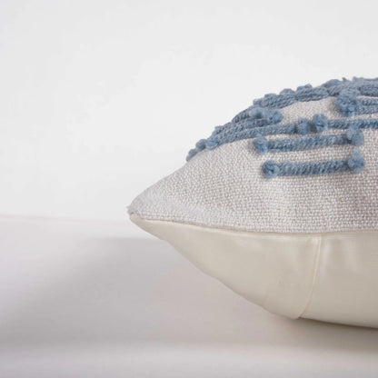 Rocewood Indoor/Outdoor Pillow by HedgeApple Essentials in ivory, blue. Made from polyester pet, polyester in a rustic style.