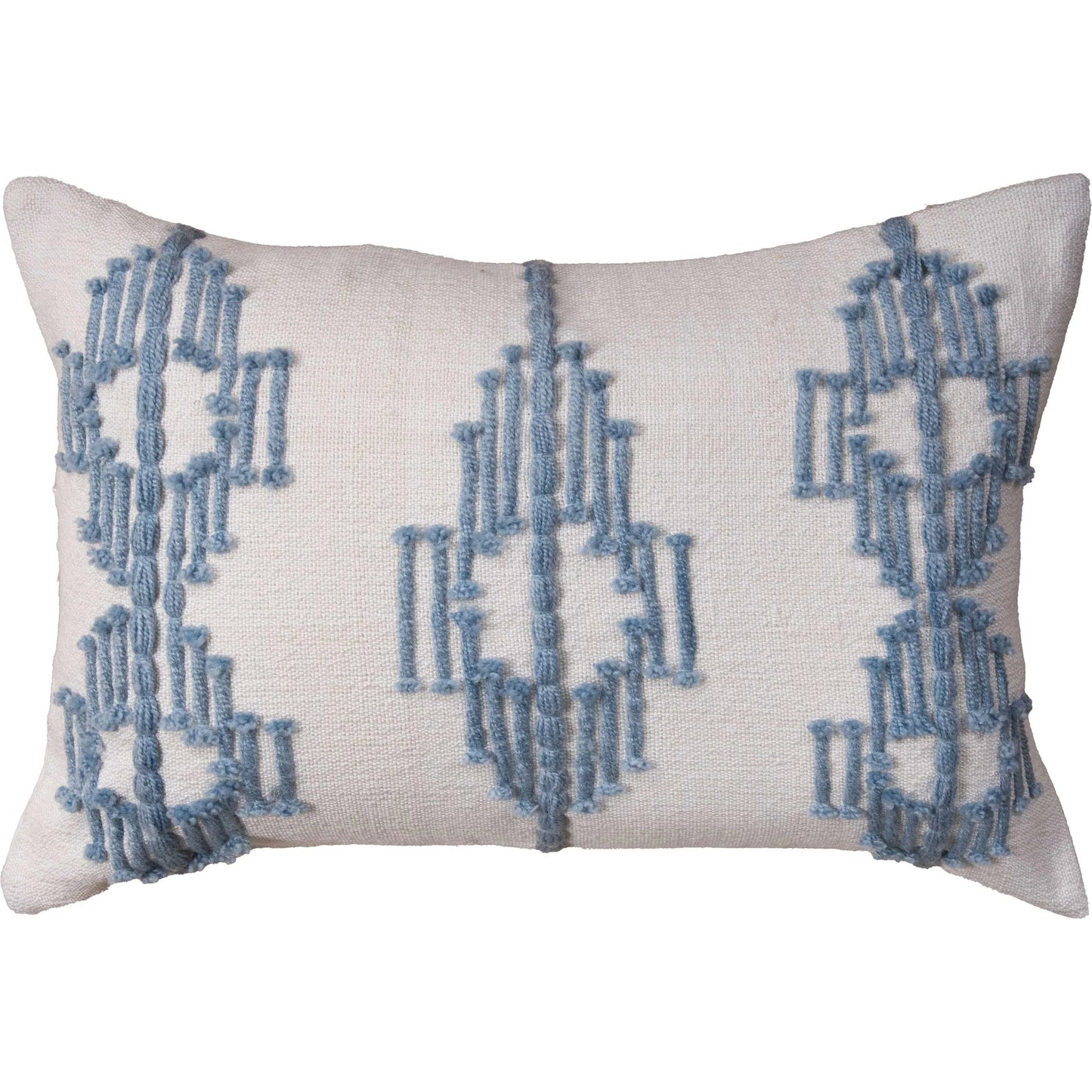 001 SI-2438800 | Primary Silo | Rocewood Indoor/Outdoor Pillow by HedgeApple Essentials in ivory, blue. Made from polyester pet, polyester in a rustic style.