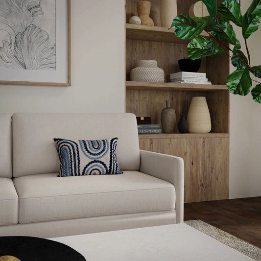 Mayes Indoor/Outdoor Pillow by HedgeApple Essentials in blue. Made from polyester pet, polyester in a unique style.
