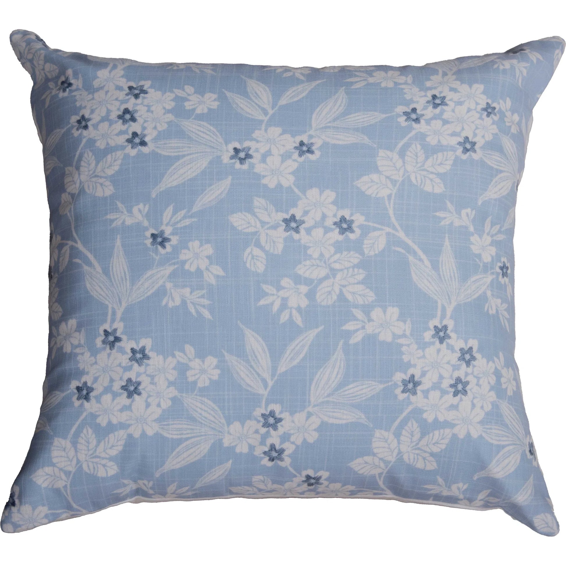 Crisp Indoor/Outdoor Pillow by HedgeApple Essentials in cornflower blue, ivory, blue. Made from polyester, polyester slub in a traditional style.