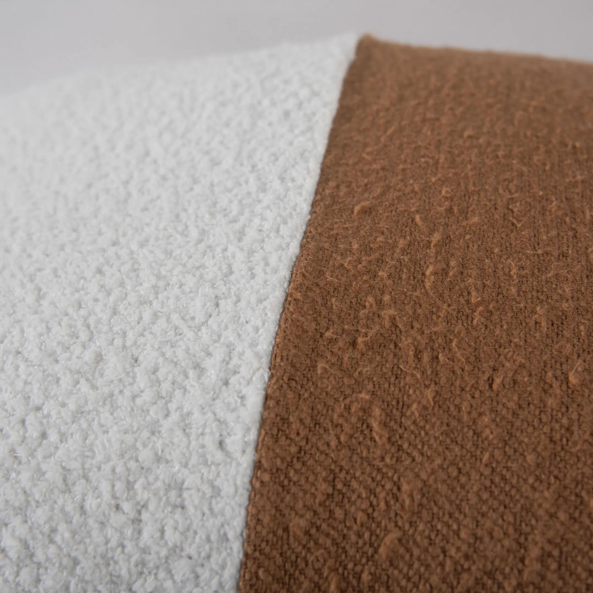 Amador Pillow by HedgeApple Essentials in brown, ivory. Made from polyester, poly boucle, cotton boucle in a transitional style.