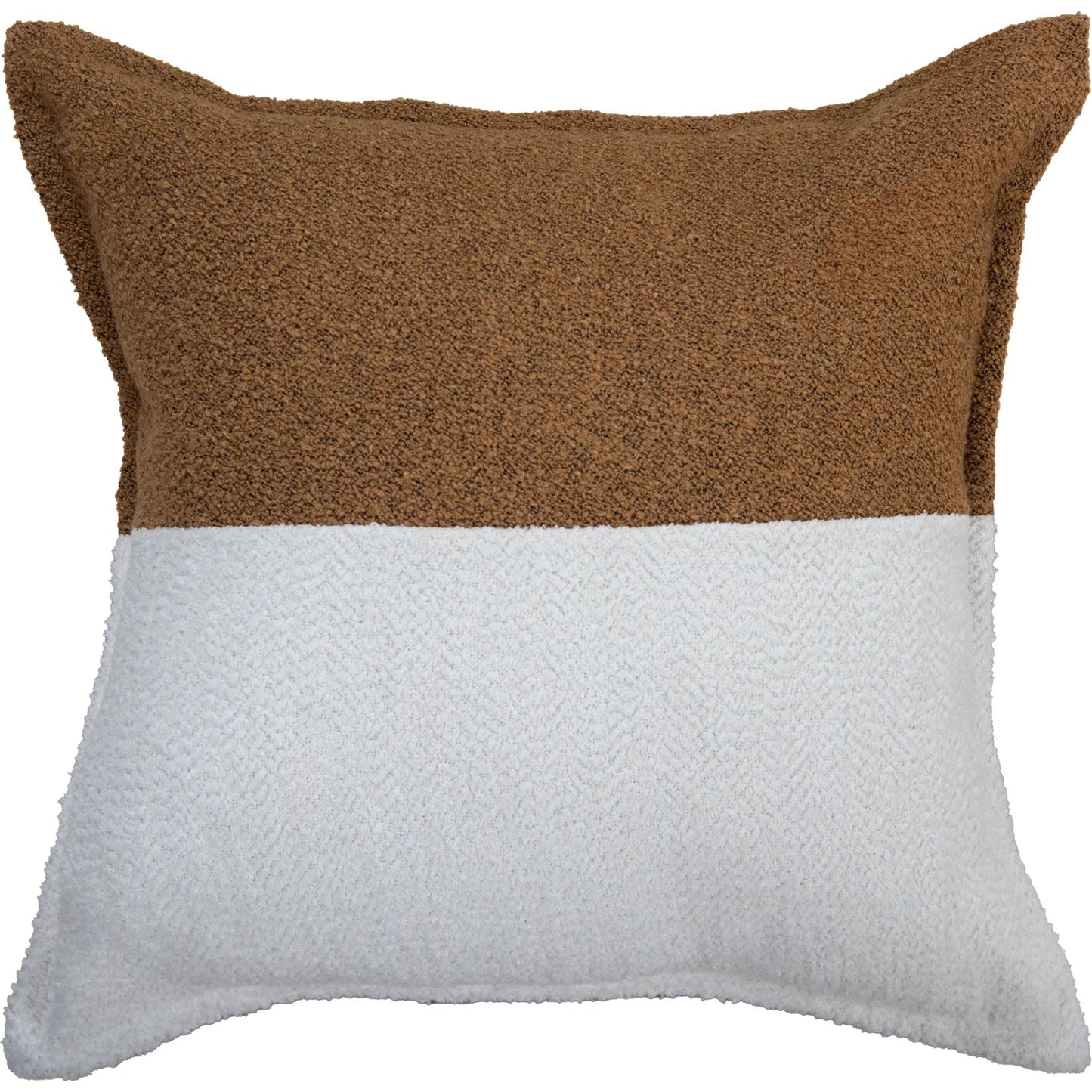 000 SI-2438518 | Primary Silo | Amador Pillow by HedgeApple Essentials in brown, camel, ivory, saddle. Made from polyester, poly boucle, cotton boucle in a transitional style.