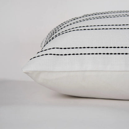 Burr Pillow by HedgeApple Essentials in white, black. Made from polyester, cotton slub in a transitional style.