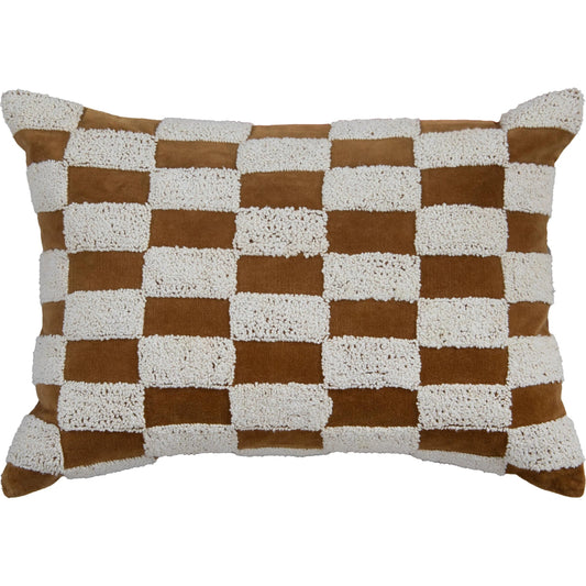 Palm Pillow by HedgeApple Essentials in brown, dark gold. Made from polyester, cotton velvet in a unique style.
