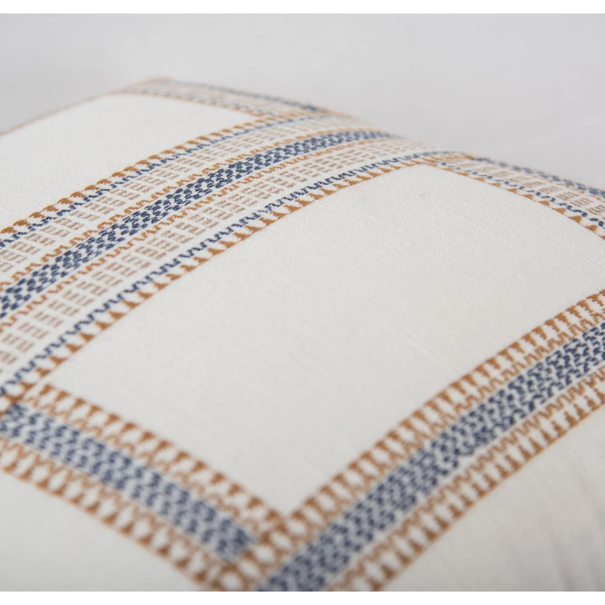 Jo Pillow by HedgeApple Essentials in ivory, blue. Made from cotton slub in a eclectic & global style.