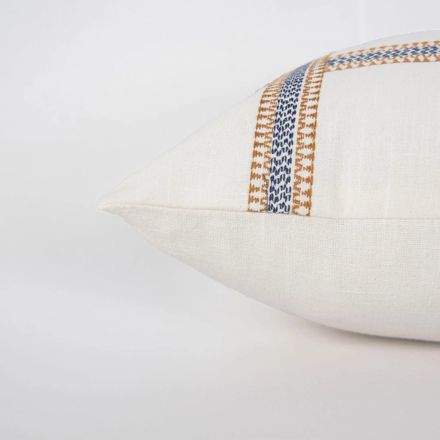 004 SI-2295960 | Closeup | Jo Pillow by HedgeApple Essentials in ivory, multi. Made from cotton slub in a eclectic & global style.