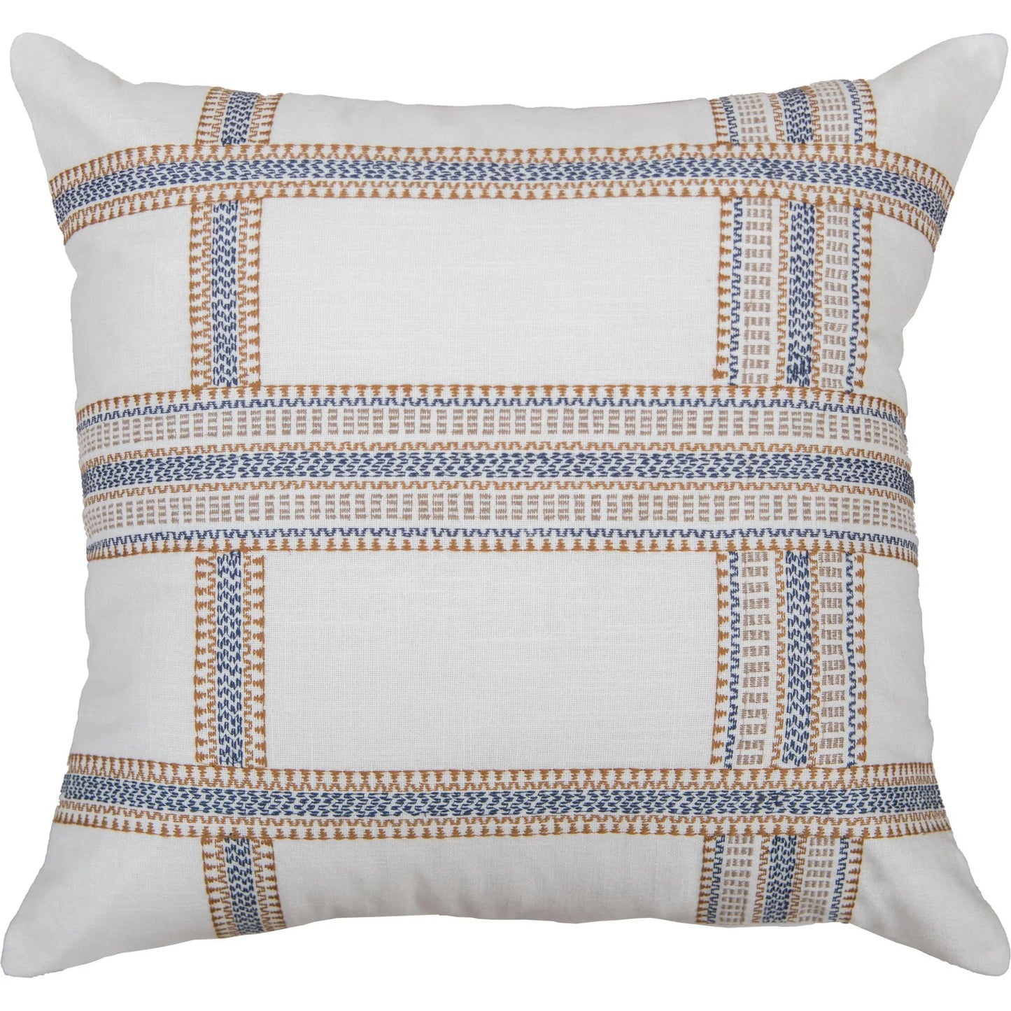 000 SI-2438623 | Primary Silo | Jo Pillow by HedgeApple Essentials in ivory, blue. Made from cotton slub in a eclectic & global style.