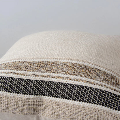 Oconto Pillow by HedgeApple Essentials in natural, brown. Made from yarn dyed cotton woven in a transitional style.
