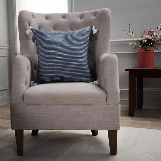 Rogers Pillow by HedgeApple Essentials in blue, navy, white. Made from cotton, polyester in a unique style.