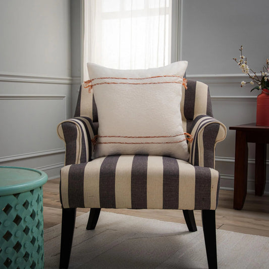 Albany Pillow by HedgeApple Essentials in ivory, terra cotta. Made from cotton boucle in a unique style.