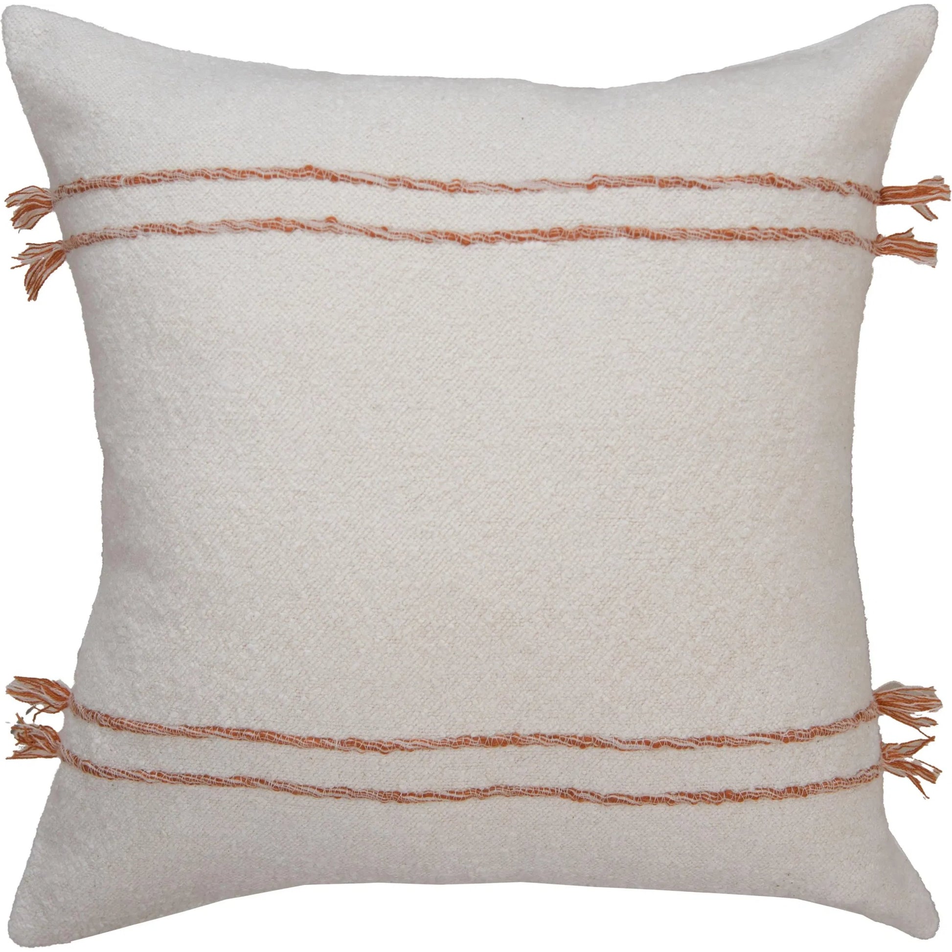 Albany Pillow by HedgeApple Essentials in ivory, terra cotta. Made from cotton boucle in a transitional style.