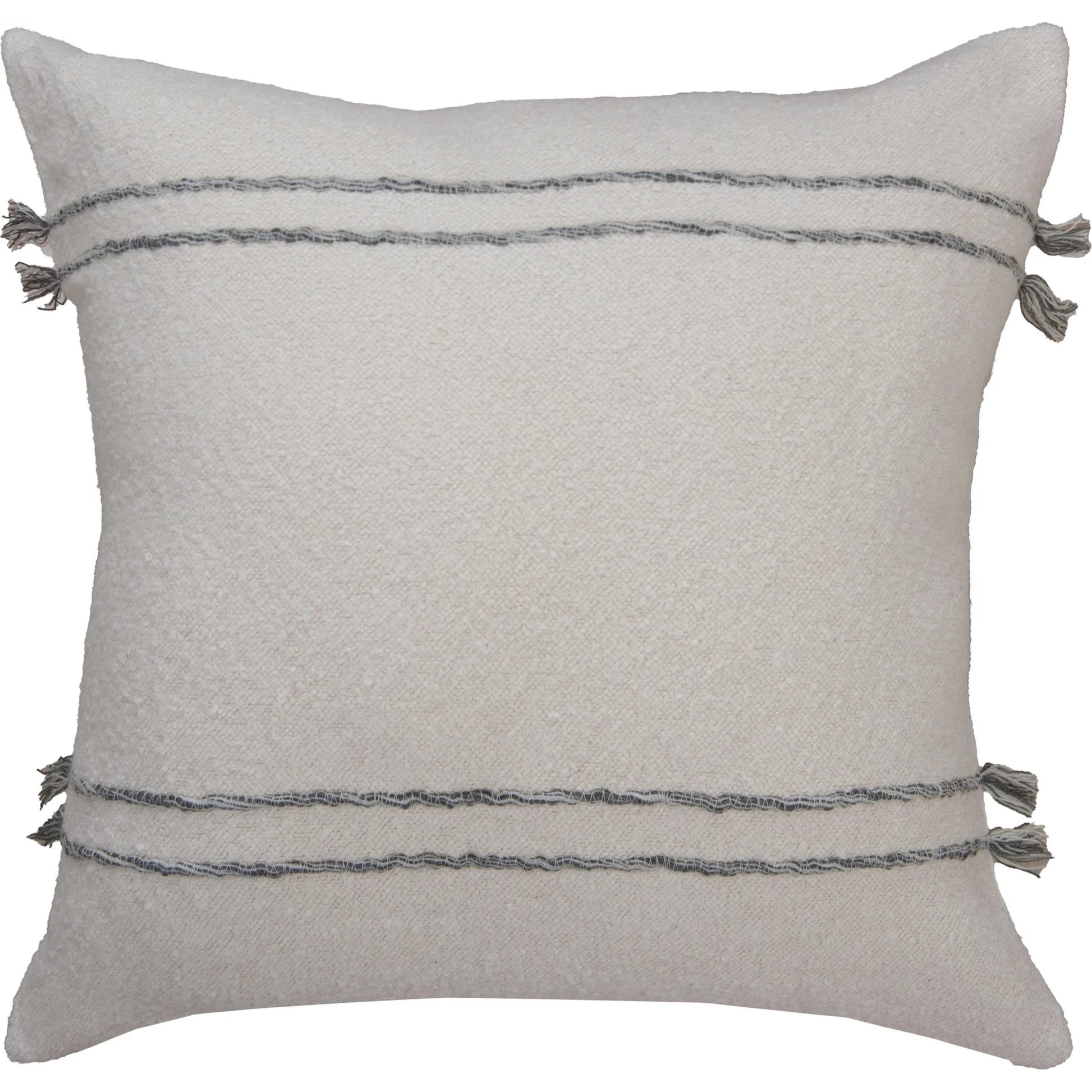 Tama Pillow by HedgeApple Essentials in grey, ivory. Made from cotton boucle in a transitional style.