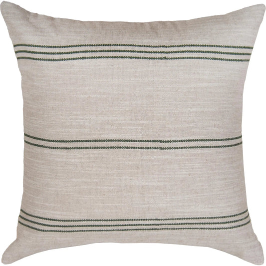 Bucklin Pillow by HedgeApple Essentials in natural, green. Made from cotton linen (cotton, linen) in a unique style.