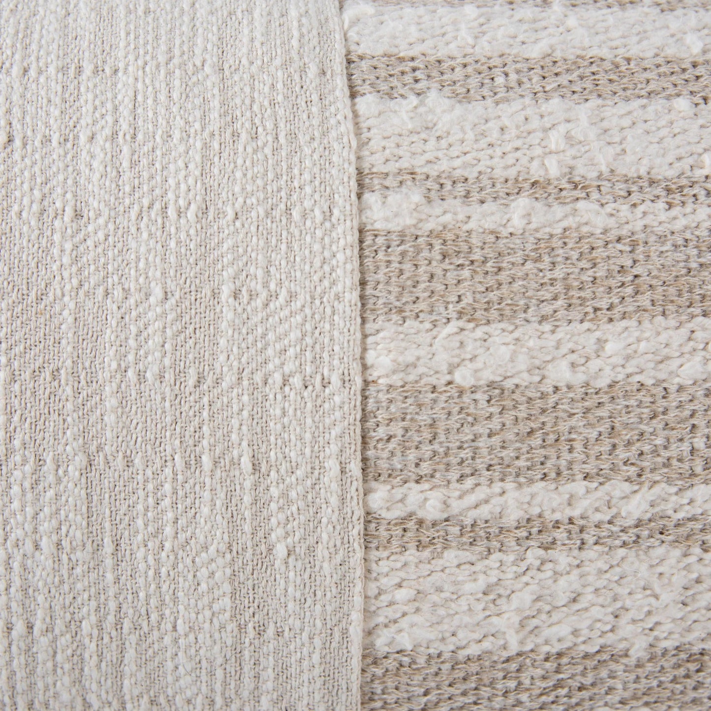 001 SI-2295982,SI-2438637 | Closeup | Mount Pillow by HedgeApple Essentials in beige. Made from yarn dyed cotton texture in a transitional style.